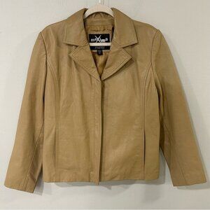 Wilson’s Leather Maxima Women’s Tan Beige Leather Full Zip Jacket Size XL
